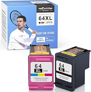 myCartridge SUPRINT Remanufactured Ink Cartridge Replacement for HP 64 XL 64XL use with Envy 7858 7855 7155 6255 7800 Tango X 6252 5542 7164 Black Tri-Color (2 Pack)