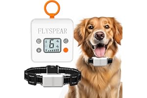 FLYSPEAR Wireless Pet Barrier - Rechargeable Indoor Pet Barrier with 6 Adjustable Range Radius up to 7 ft, 6 Adjustable Safe Static Intensity, Electric Fence System for Dog with Hook