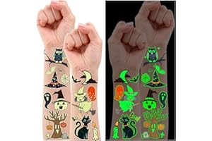 Partywind 250 Styles Glow Halloween Party Supplies, Luminous Halloween Temporary Tattoos for Kids Birthday Party Decorations Favors, Halloween Goodie Bag Fillers (24 Sheets)