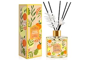 AZULFRA Reed Diffuser Set, 6.7oz Citrus Scented Diffuser for Home with 6 Diffuser Sticks, Home Fragrance Scent Essential Oil Stick Diffuser for Bathroom Shelf Decor