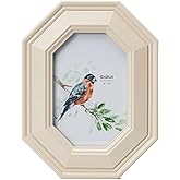 Ibalux 4x6 Picture Frame Photo Frame, Made of Solid MDF Wood with Real Glass, Vertical and Horizontal for Wall Hanging or Vertical for Tabletop, Antique Ornate Octagon Frame with Unique Profile, Beige