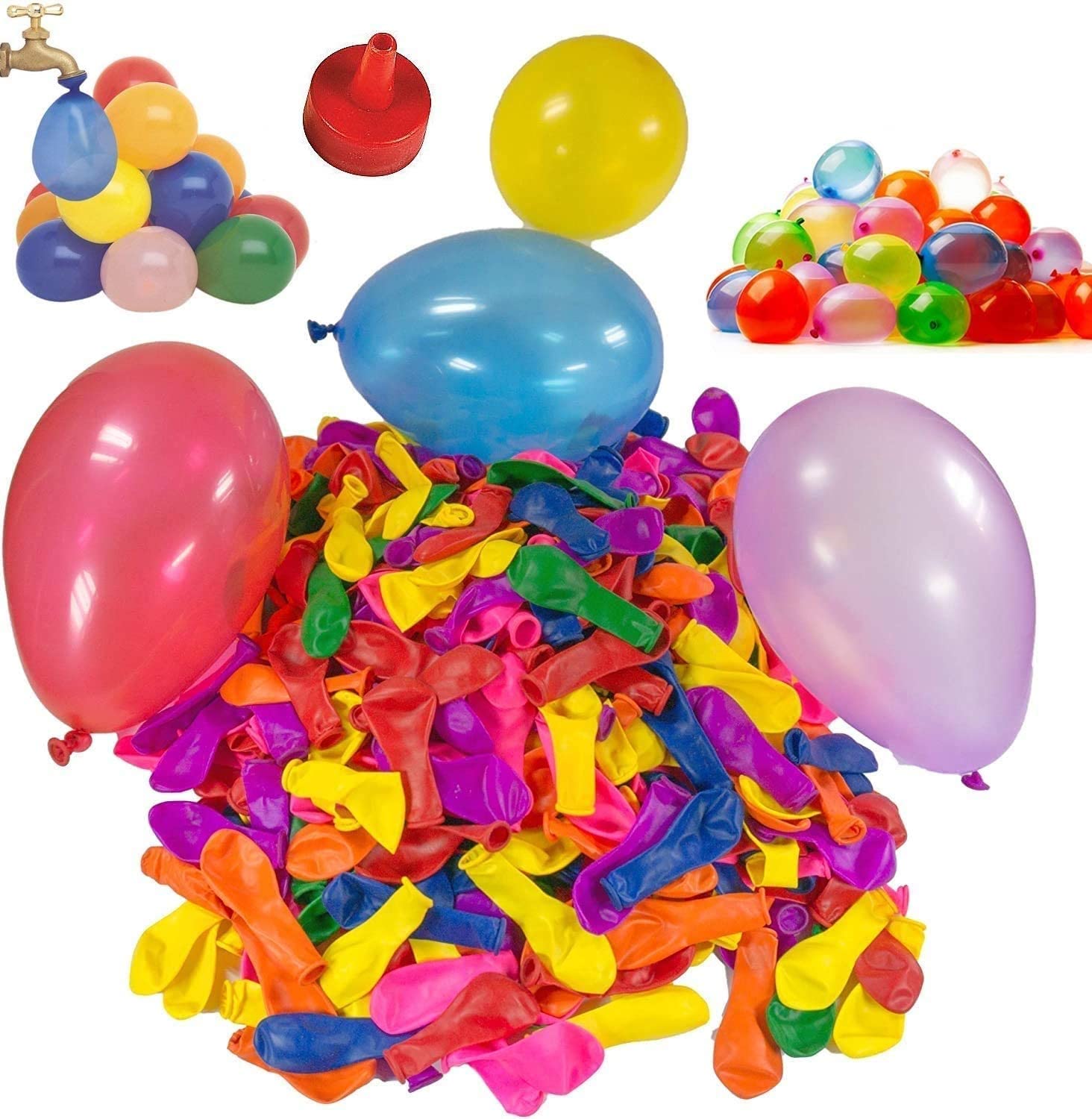 300Pcs Assorted Water Balloons Bombs with Hose Nozzle Fight Games Summer Pool Splash Fight Outdoor Garden Toys Fun Kids Party Bag Fillers