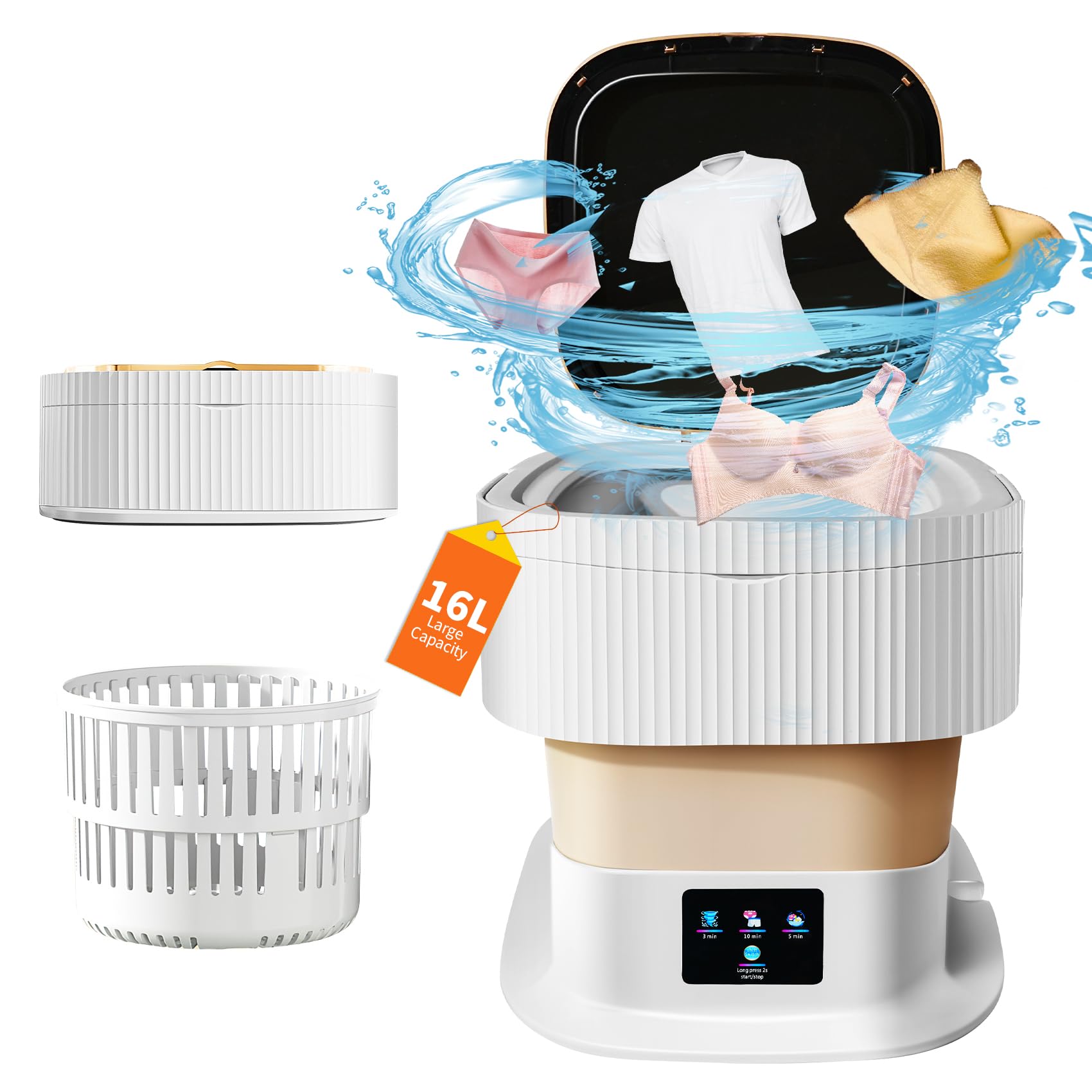 Photo 1 of Portable Washing Machine, Mini Washer with 3 Modes and Spin Basket, 16L Large Capacity Laundry Washer Deep Cleaning for Underwear,Baby Clothes, Foldable Washing Machine for Apartments,Camping,Travel