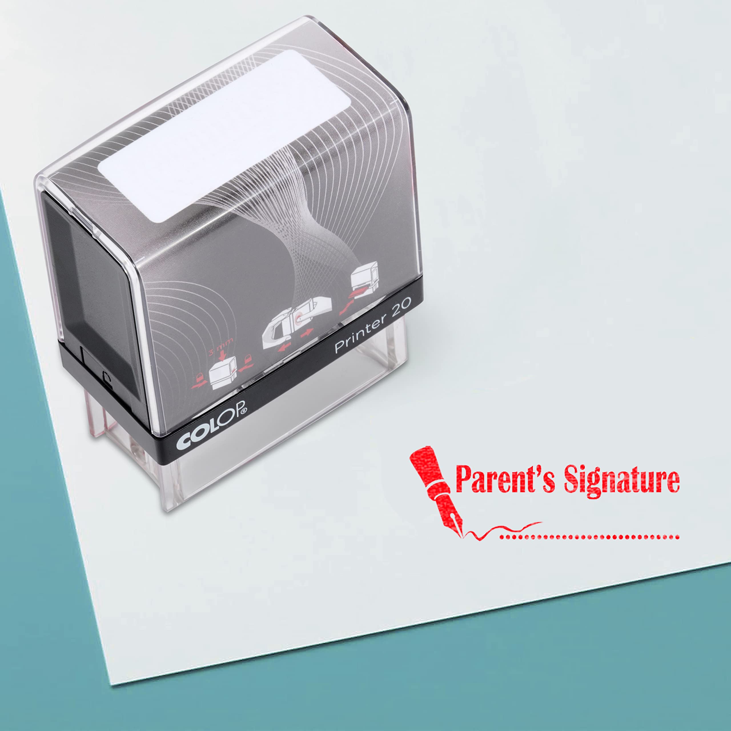 Printtoo Parents Signature Self Inking Rubber Stamp Custom Colop Office Stationary P20 Mini Stamper