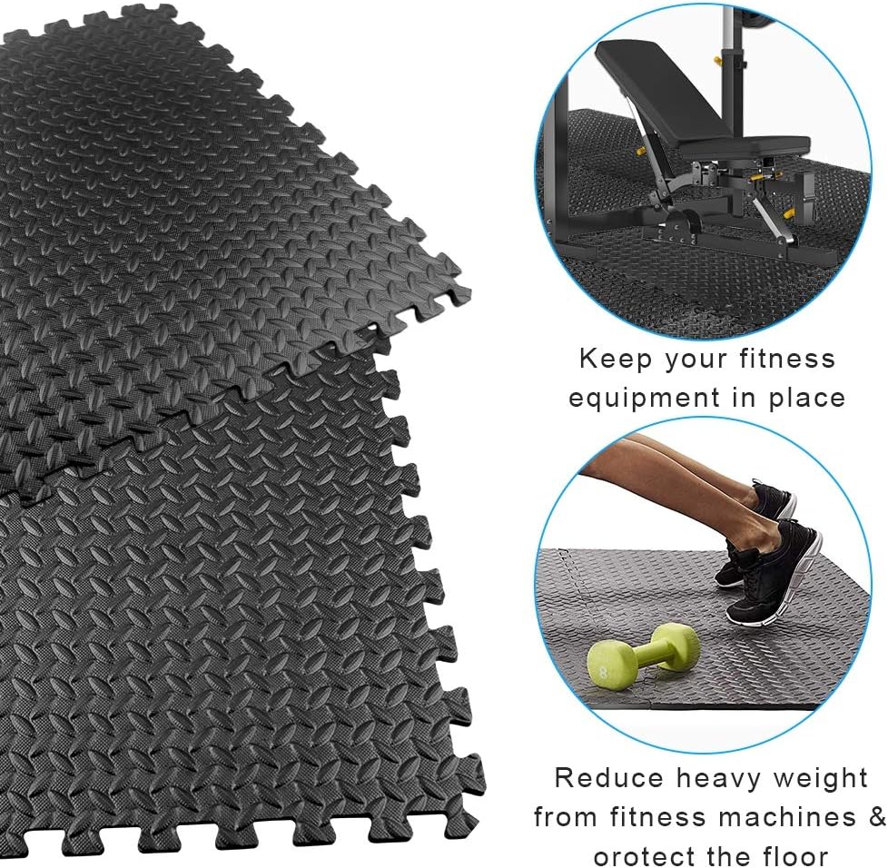 StillCool Puzzle Exercise Floor Mat, EVA Interlocking Foam Tiles Exercise Equipment Mat with Border - for Gyms, Yoga, Outdoor Workouts, Kids (E. 20 Square Feet (20 Tiles) - Black) : Sports & Outdoors