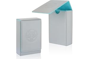 Buweeo Tarot Card Case/Holder, Single Deck PU Leather Card Holder for Most Standard Size Tarot Cards or Playing Cards, Grey and Blue