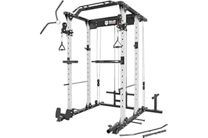 MAJOR LUTIE Power Cage, PLM03 1400 lbs Multi-Function Power Rack with Adjustable Cable Crossover System and More Training Attachment