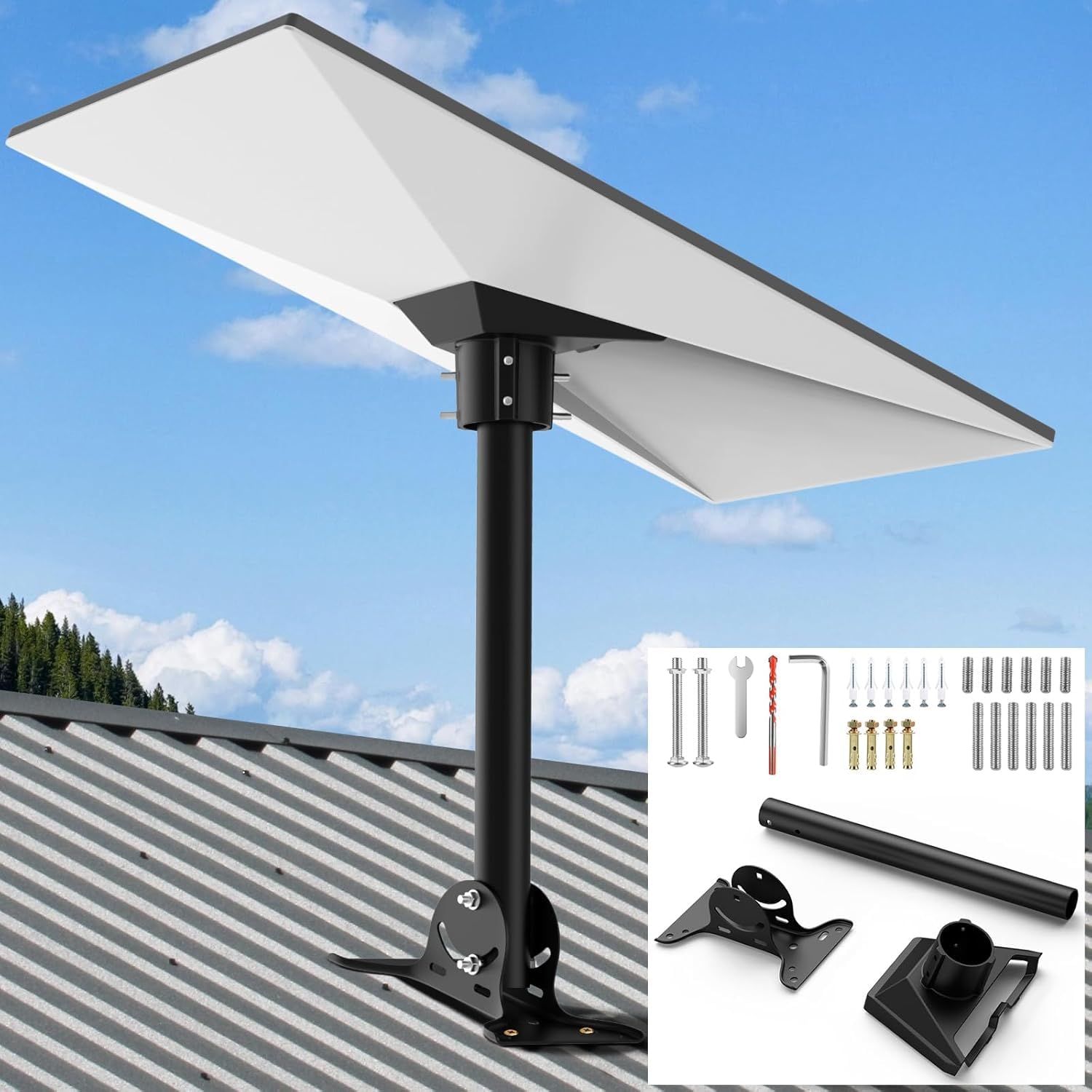 Starlink Mount Gen 3 Set - I-THERA-U Starlink Standard V3 Adjustable Starlink Long Wall Mount Starlink Gen 3 Pipe Adapter Heavy Duty Pivot Roof Mount