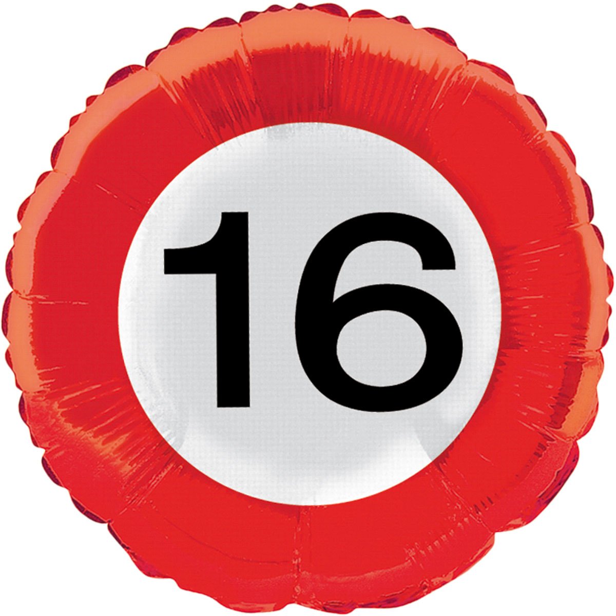Folat - 16th Birthday Traffic Sign Foil Balloon - 46 cm