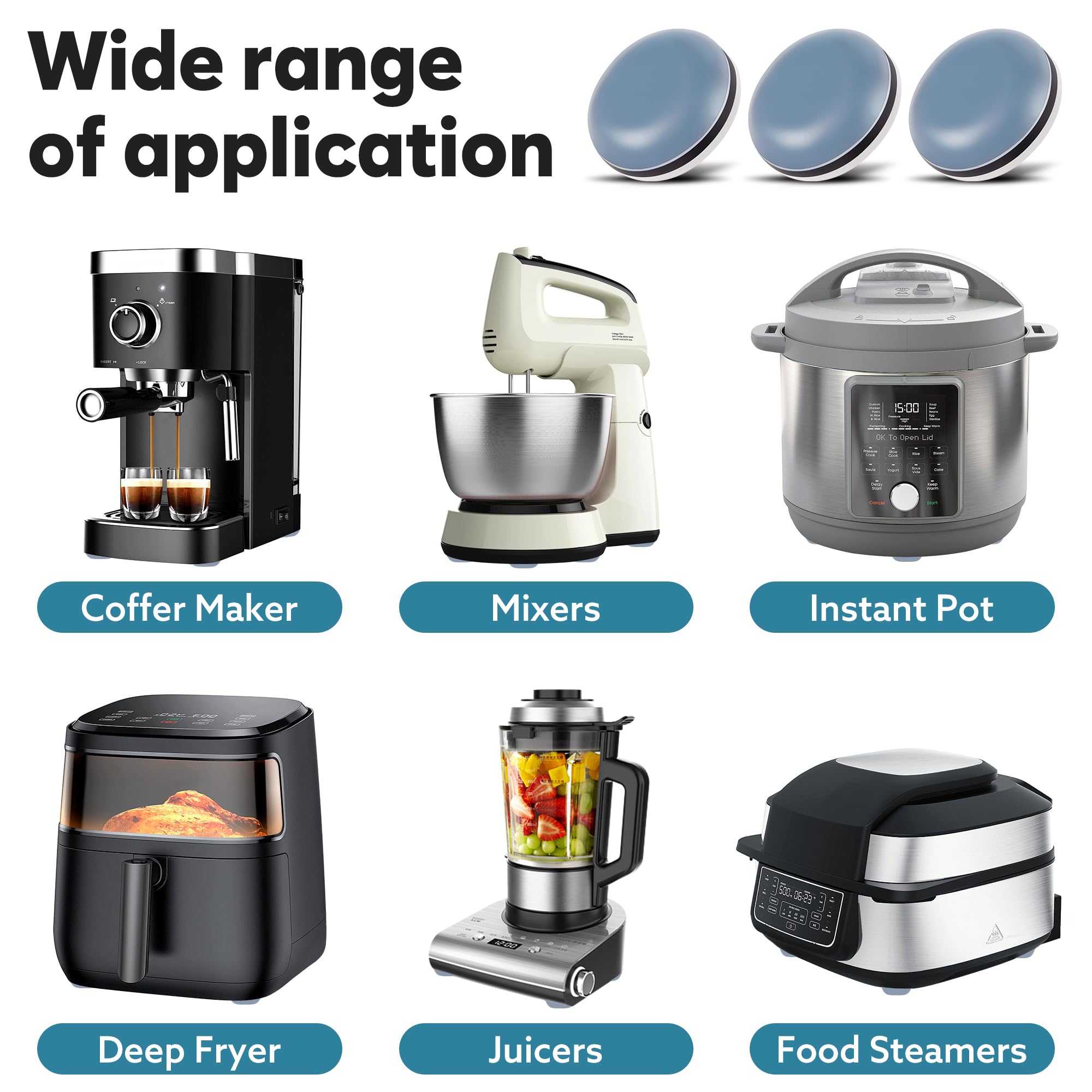 Appliance Sliders for Kitchen 24 PCS Self-adhesive Small Kitchen Finds Appliance Slider Hacks Easy to MovIing & Space Saving Must Have Home Gadgets Mixer Accessories for Countertop