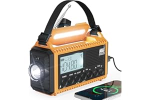 MESQOOL 5000 Emergency Weather Radio with AM/FM/NOAA/SW, 5 Ways Powered Solar Hand Crank Alert Radio with LCD Display&SOS, Portable Radio with Cellphone Charger, Flashlight, Reading Lamp, Headphone Jack