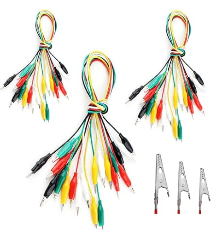 Oiyagai 5-Pack Double-End Alligator Clip Test Leads - 1 Meter (3.28 Ft) Jumper Wires, Red & Black