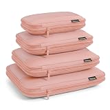 SOARSAIL 4 Piece Compression Packing Cubes for 3–7 Day Travel, Lightweight Travel Organizers with Breathable Mesh, Double-Zipper Packing Cubes for Carry-On & Suitcases (Dusty Pink)