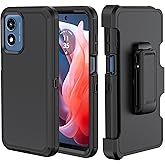 TASHHAR Phone Case for Moto G Play 2024 Case,Heavy Duty Hard Shockproof Armor Protector Case Cover with Belt Clip Holster for Moto G Play 2024 Phone Case (Black)