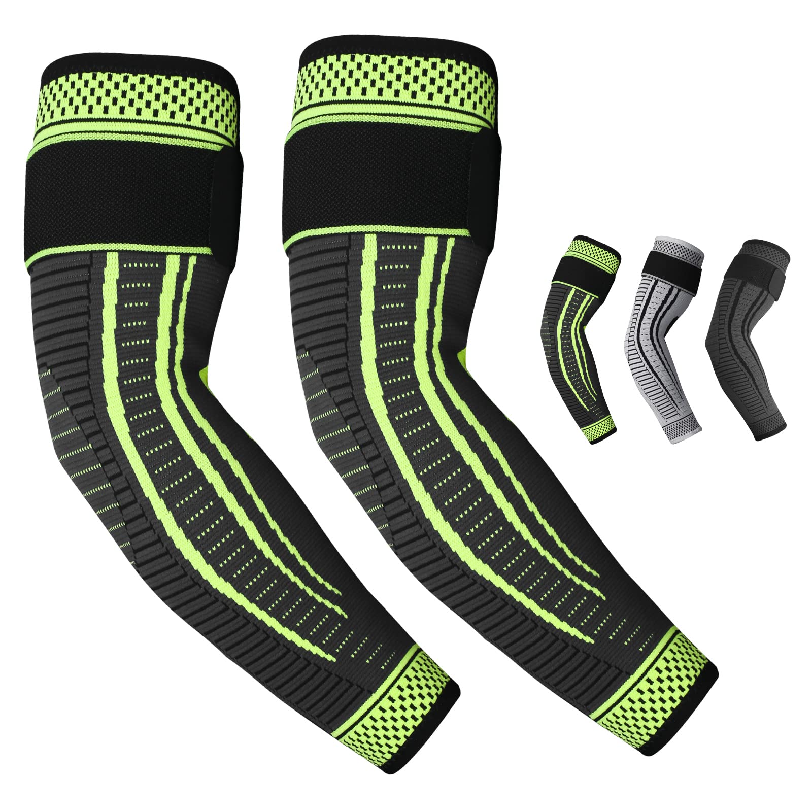 Elbow Support for Men and Women 2 Pack Anti slip Elbow Brace Adjustable Elbow Sleeve Compression Arm Sleeve for Tennis Elbow, Golfers Elbow, Arthritis, Tendonitis, Joint Pain Relief (Green, X-Large)