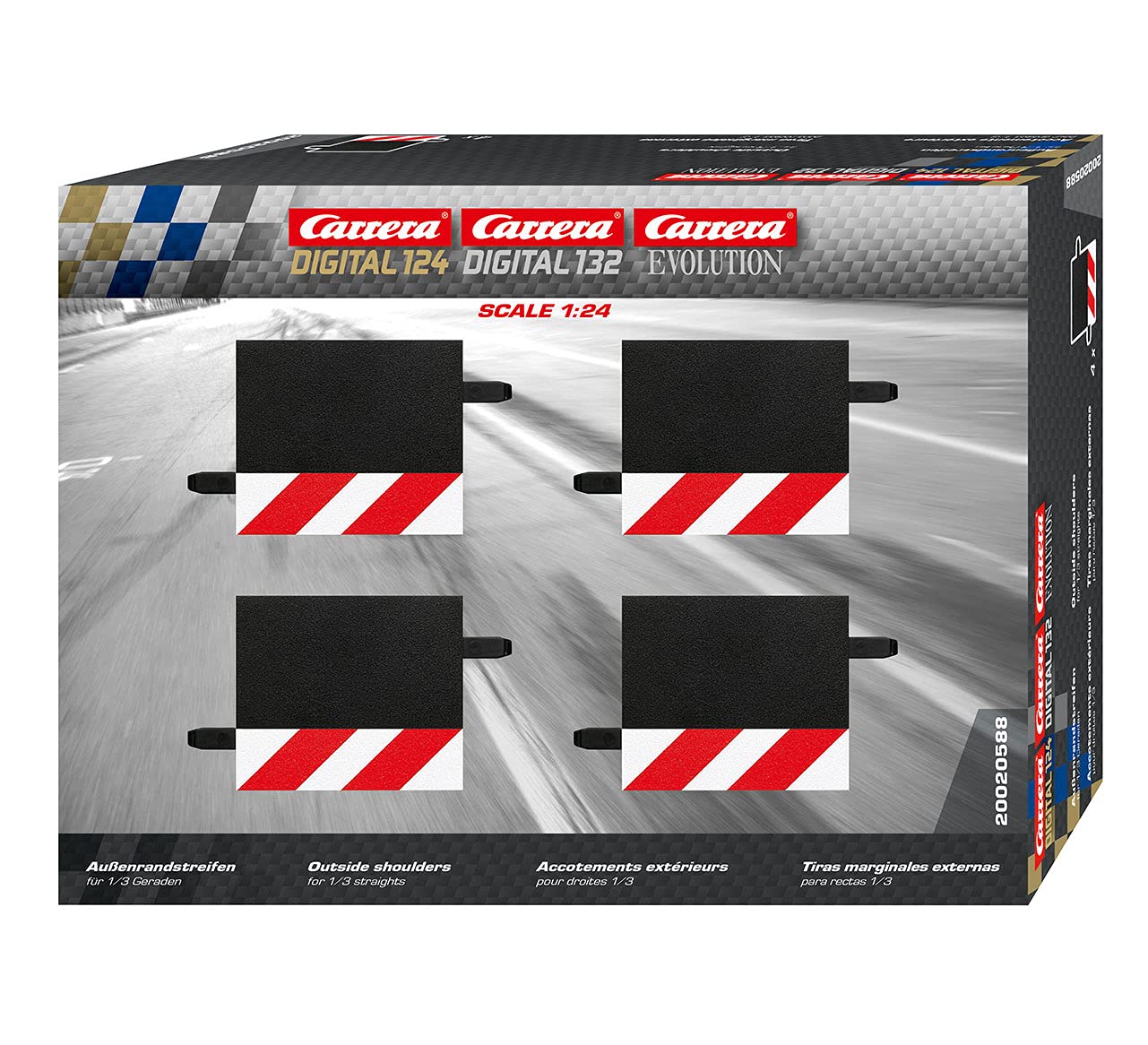 Carrera 20020588 Digital 124 Shoulders 1/3 straight(2) Slot Car Track Accessory, 5 x 52 x 22 cm
