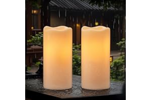 Wondise Solar Candles Outdoor Waterproof IP65 Rechargeable Solar Candles, Dusk to Dawn, Outdoor Pillar Candle for Camping Pat