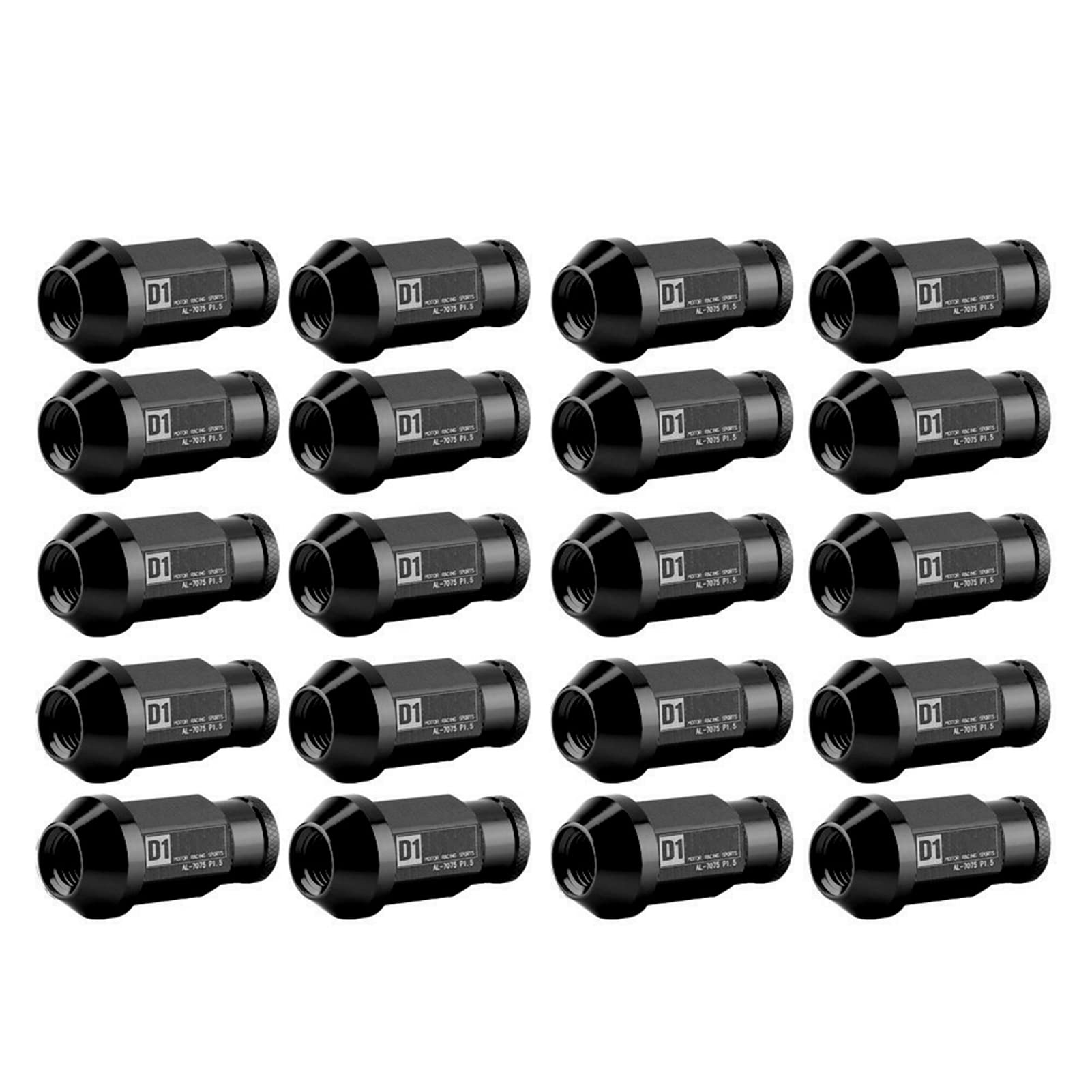 Racing Wheel Spiked Lug Nuts Car Tire Screw Racing Wheel Aluminum Nut M12X1.5 20pcs (Black)