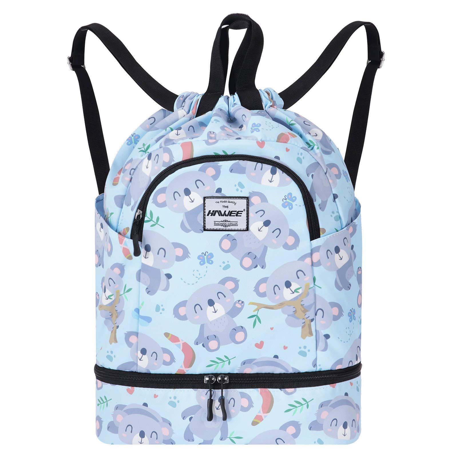 HAWEE Waterproof Drawstring Bags Backpack Large Gym Bag Drawstring Daypack Unisex for Women Men Daily Life School Outdoor Casual Sport Yoga Swim Beach