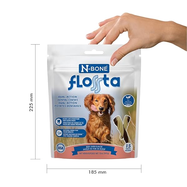 N-BONE FLOSSTA DUAL ACTION DENTAL CHEWS BEEF LIVER FLAVOR, 6.4-OZ BAG