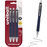 uniball&trade; Jetstream RT Ballpoint Pens, Black Ink, 0.7mm Fine Point, 3 Count | Retractable, Smooth Writing, Quick-Drying, Smear-Resistant, uni Super Ink&trade;
