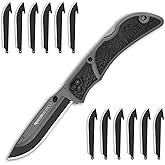 OUTDOOR EDGE 3.5" RazorLite EDC Pocket Knife (Obsidian Black), with Replaceable Blades and Clip, Perfect Carry Knive for Camping, Hunting and Survival, Includes 12 Black Steel Drop Point Blades
