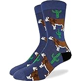 Good Luck Sock Men's Cactus Cow Socks, Adult, Shoe Size 7-12