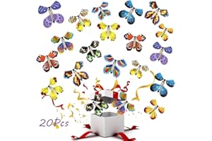 ECJWEI Flying Butterfly, Flutter Flyers Butterflies, Wind Up Butterfly for Kids Boys Girls Christmas Surprise Gifts Stocking Stuffers/Birthday Surprise Gift/Explosion Gift Box/Thank-You Card(20Pcs)