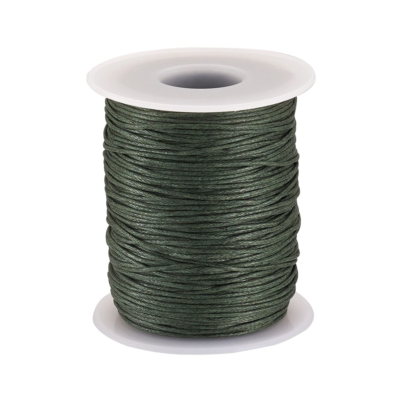 PandaHall 100 Yards/Roll Braided Cotton Cord 1mm Waxed Cotton Cord String for DIY Jewelry Making(DarkOliveGreen)
