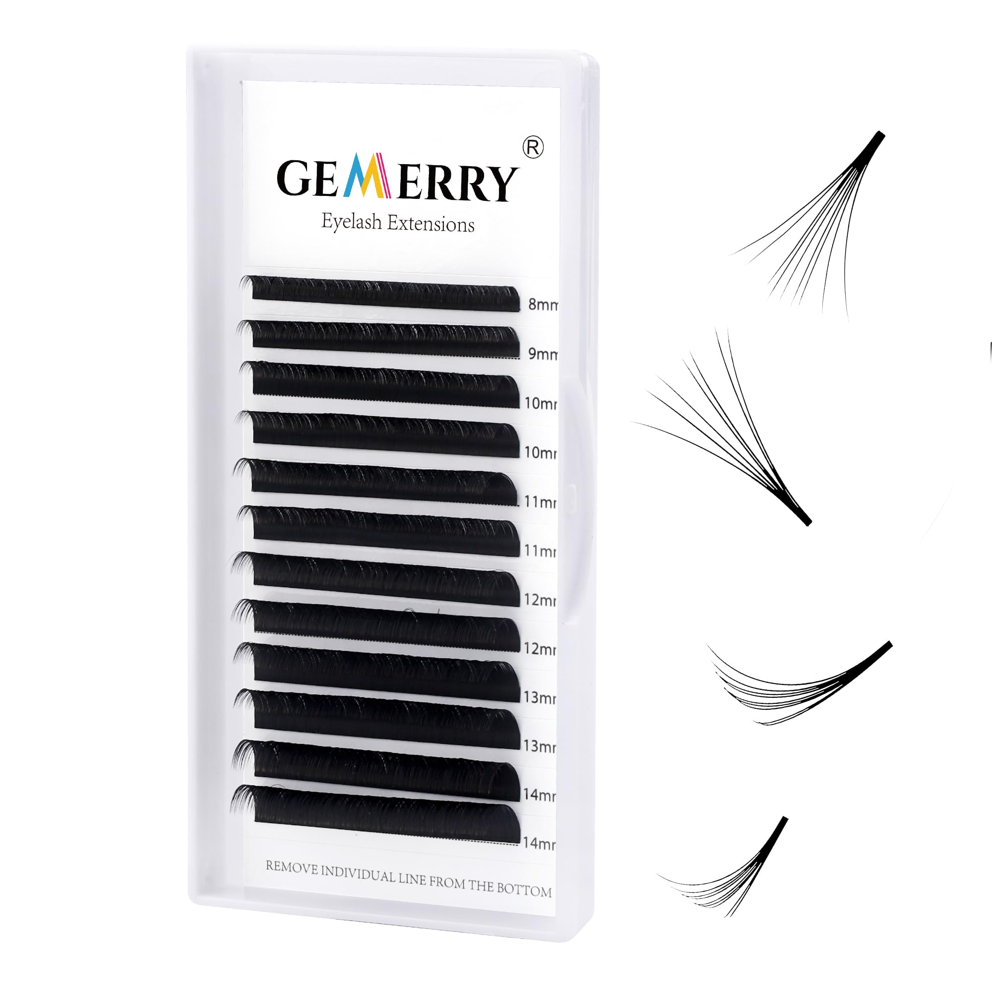 Gemerry Easy Fan Lash Extensions D curl 0.05mm 8-14mm Mixed Tray Noir Russian Volume Automatic Blooming Self Fanning Lashes Long Individual Volume 3D 4D 5D 6D 8D Lash Fan (0.05-d curl-mix 8-14mm)