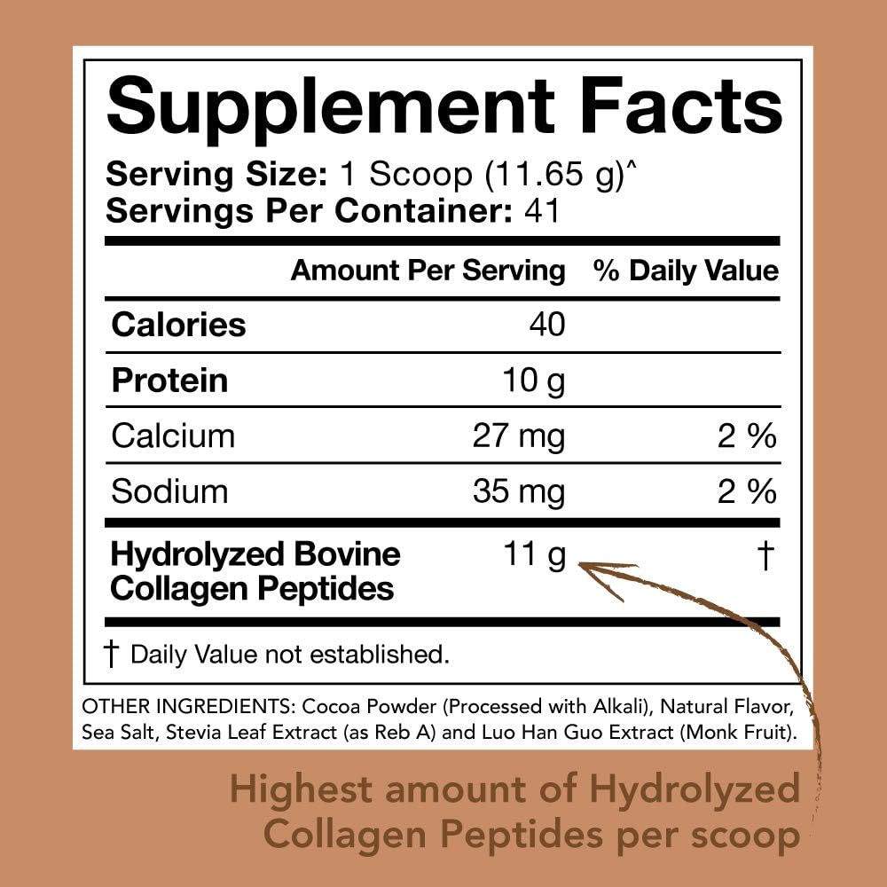 Collagen Peptides Powder (Dark Chocolate) | Great in Coffee, Water, Almond Milk & Protein Shakes | Non-GMO Verified, Certified Keto Diet Friendly & Gluten Free - 41 Servings: Health & Personal Care