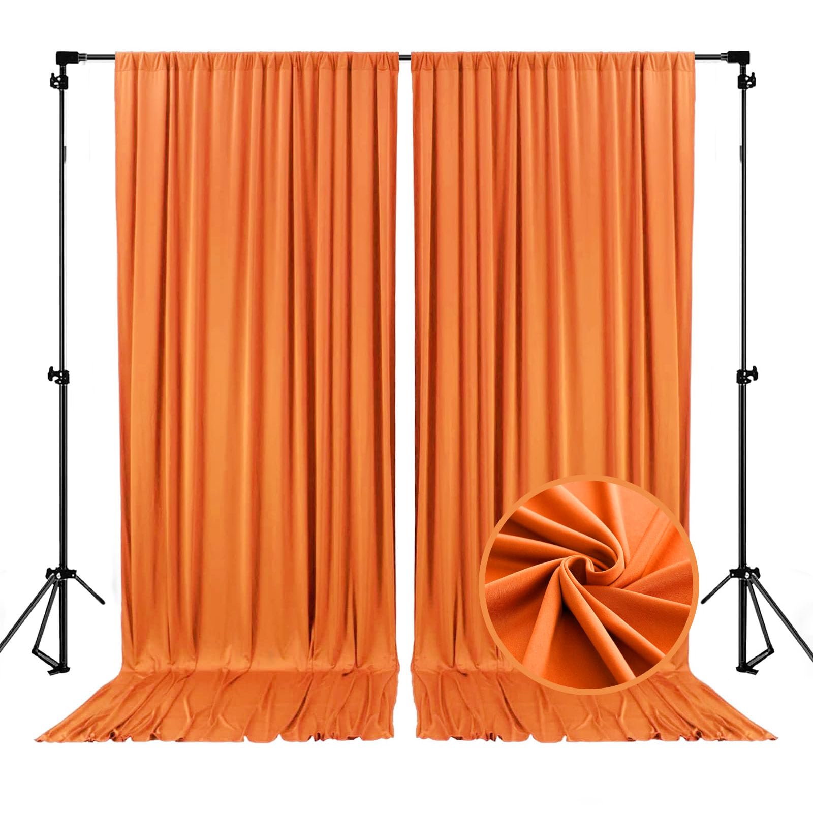 Photo 1 of 10 x 10 Feet Orange Backdrop Curtain for Partie, Background Curtains for Photoshoot, Birthday, Wedding, Halloween, Thanksgiving, Christmas, New Year Party Decorations 5Ft x 10Ft, 2 Panels