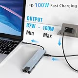 Avigers USB C Hub Ethernet Adapter 8 in 1 100W PD 4K SD/TF USB-C port view 4