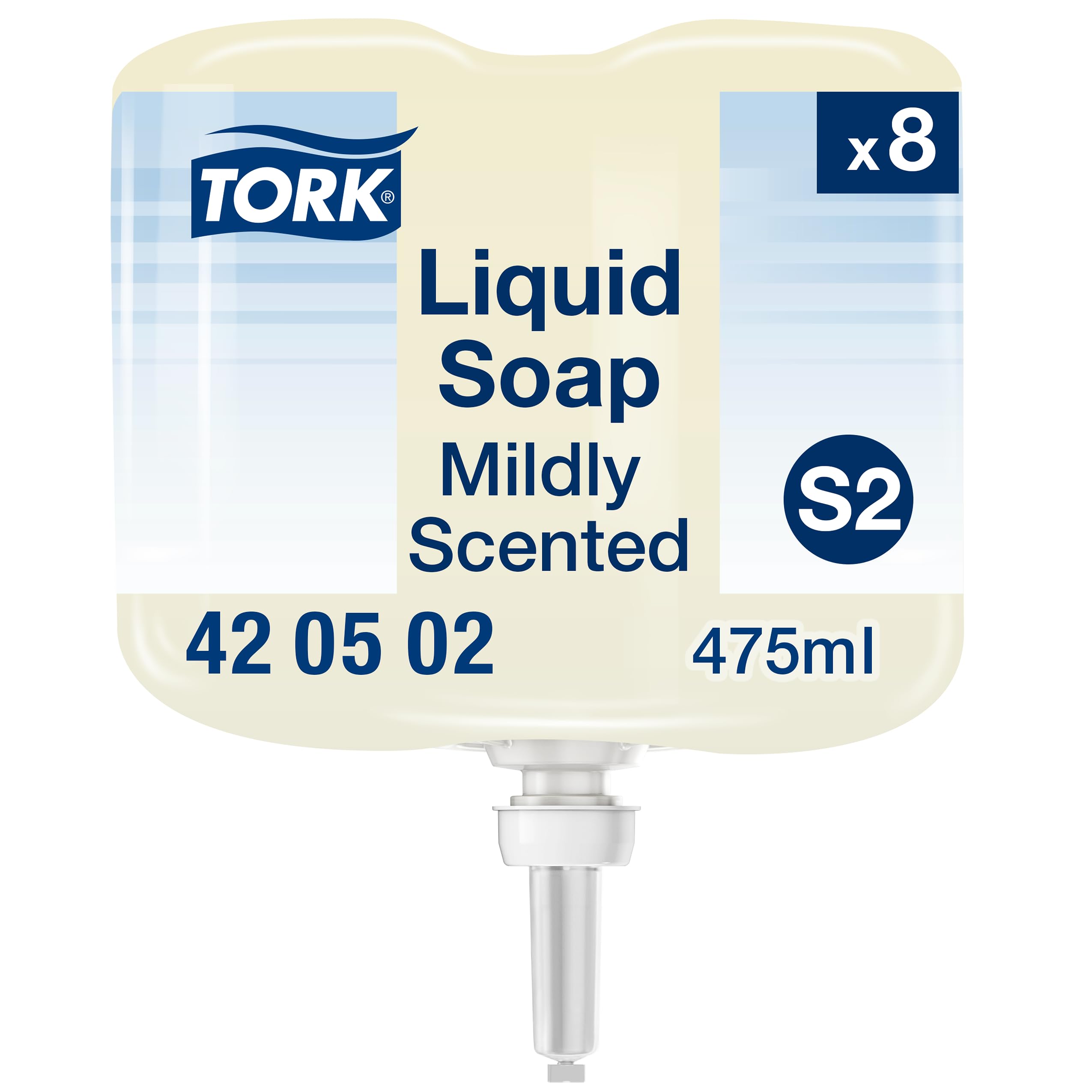 Tork Mildly Scented Mini Liquid Soap S2, Fresh Scent, 8 x 475ml, 420502