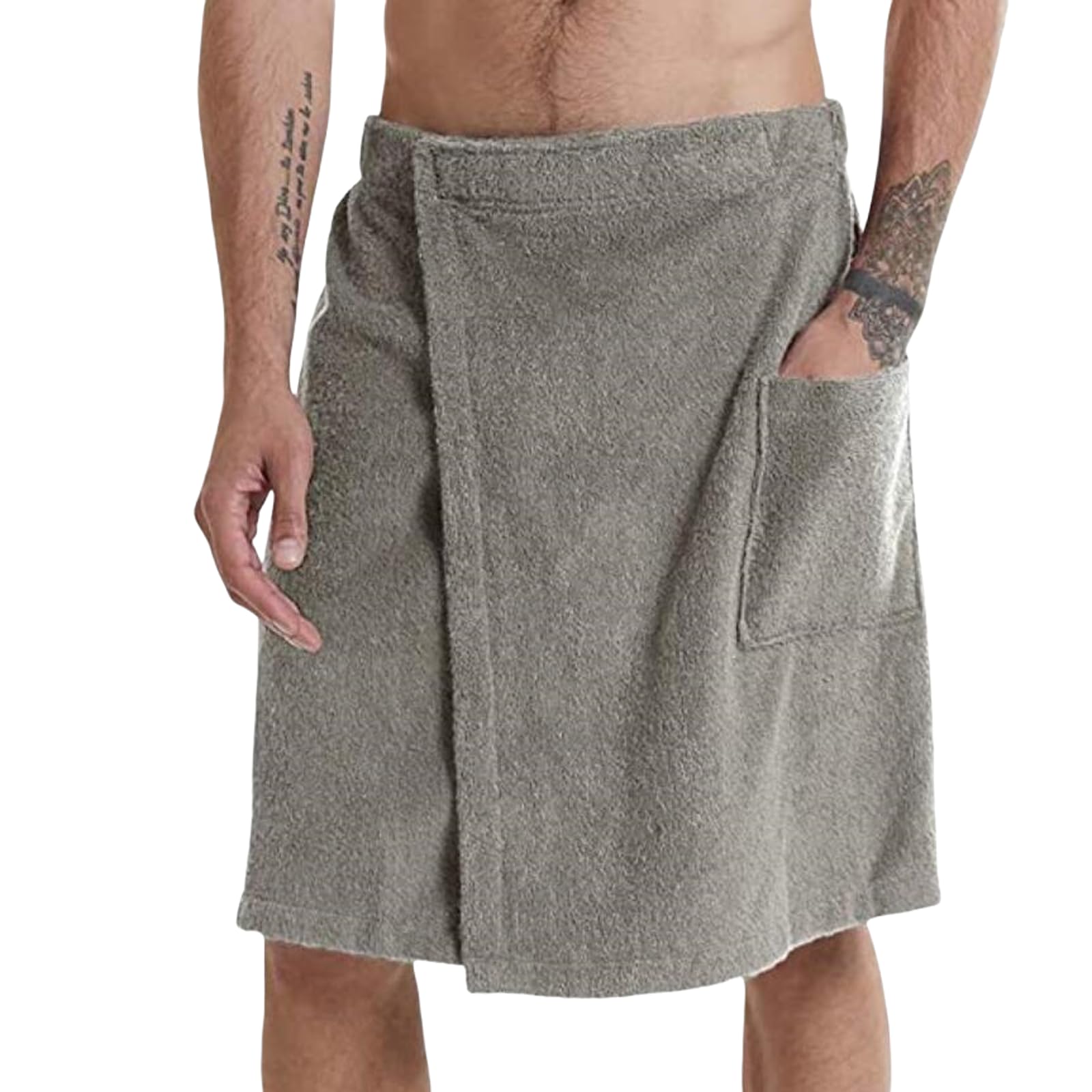 JIAHG Mens Bath Towel Wrap with Pocket, Quick Dry Absorbent Bathing Around Wrap Towel Shower Cover up Adjustable Soft Towelling for Gym, Spa, Pool, Home