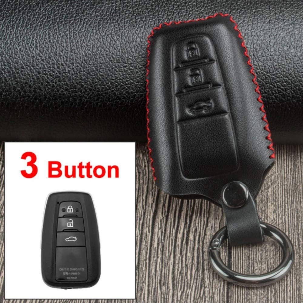 XVBTR Leather Car Key Case Cover For Toyota C-HR CHR Rav4 Corolla Camry Avalon Land Cruiser Prado Prius 2018 2019 2020 Remote Cover 3 Button Black