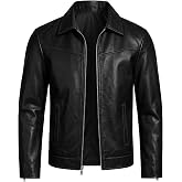 Runcati Mens Leather Jacket Motorcycle Biker Casual Faux Leather Outwear | Long Sleeve, Zipper Cuffs, Full Zip, Soft, Warm, Wind Resistance, Two Slant Pockets, Fall Winter Vintage Coats