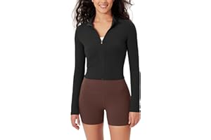 ODODOS Women's Full-Zip Athletic Jacket Cloud Feeling Soft Long Sleeve Slim-Fit Running Gym Workout Yoga Cropped Tops