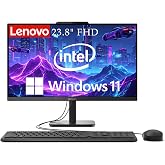 Lenovo IdeaCentre 24" FHD All-in-One Desktop, 8GB RAM 512GB SSD | Intel 4-Core Processor, Intel Graphics, Wi-Fi 6, Bluetooth 5.2, Windows 11, 2026 Edition