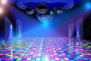 BELECO Disco Party Backdrop 7x5ft Fabric Vintage 70s 80s 90s Disco Ball Stage Backdrop Night Club Neon Music Birthday Backdrop Disco Theme Party Decorations Let's Glow Crazy Backdrop Studio Props
