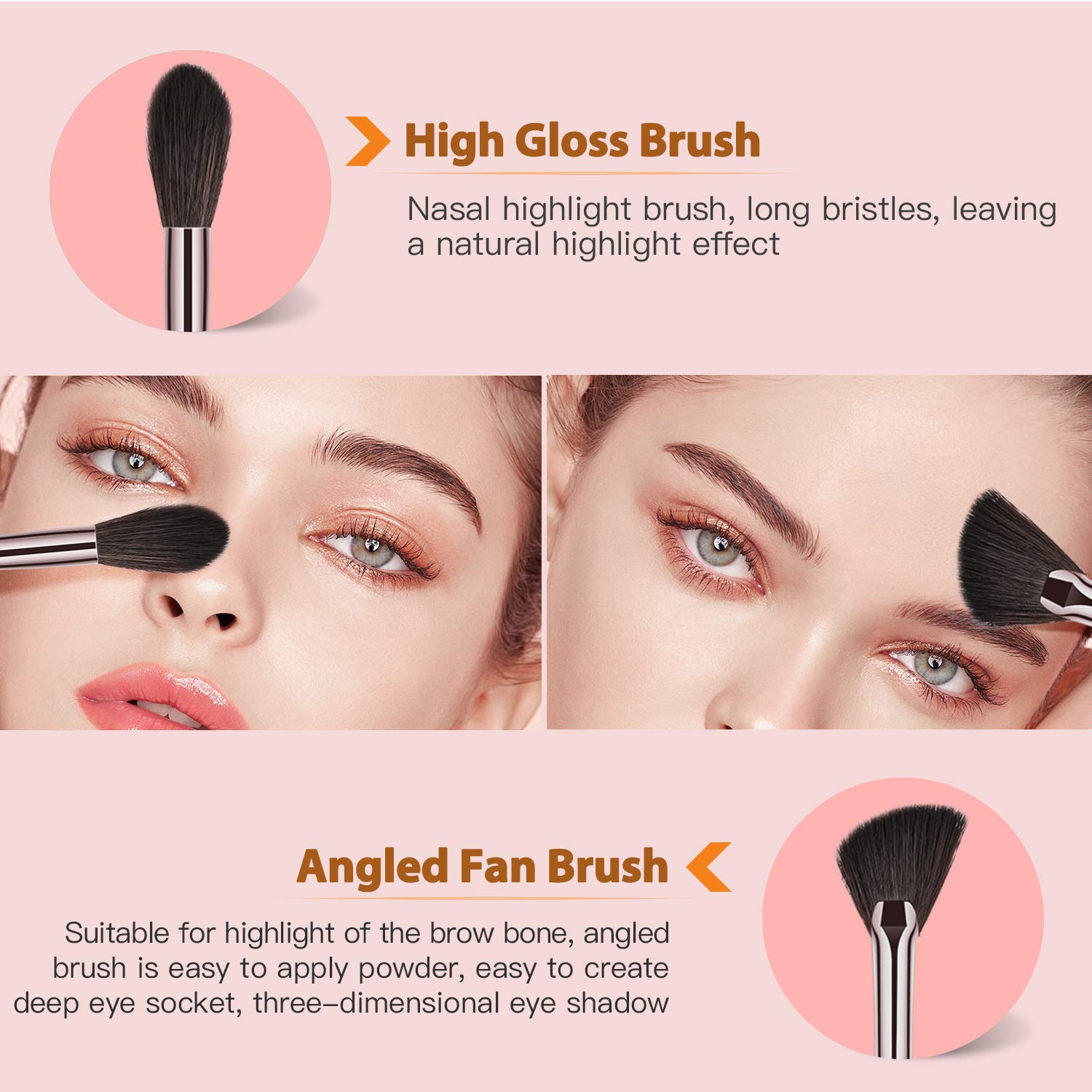BESTOPE 18 Pcs Makeup Brushes Belly-type Handle Series Professional Premium Synthetic Contour Blush Foundation Concealers Highlighter Eye Shadows Cosmetic Brushes: Beauty