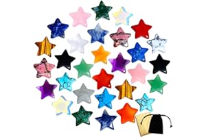 DUQGUHO 20 Pcs Crystals Star Natural Healing Crystal Set Polished Stone Chakra Assorted Crystals Protection Sacred Reiki Witchy Spiritual Crystal Gifts Energy Balancing