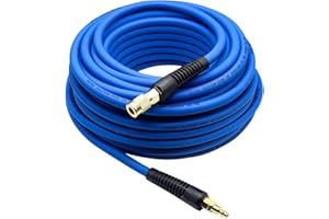YOTOO Hybrid Air Hose 3/8-Inch by 100-Feet 300 PSI Heavy Duty, Lightweight, Kink Resistant, All-Weather Flexibility with 1/4-Inch Industrial Quick Coupler Fittings, Bend Restrictors, Blue