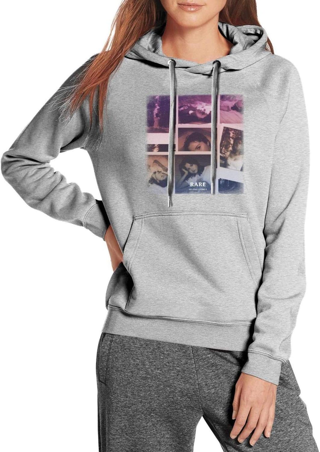 Womens Rare-Selena-Gomez-Poster- Hoodie Kangaroo Pocket Long Sleeve Warm Pullover