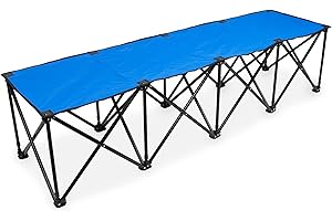 Crown Sporting Goods 6-Foot Portable Folding 4 Seat Bench with Carry Bag – Great Team Bench for Soccer & Football Sidelines, Tailgating, Camping & Events