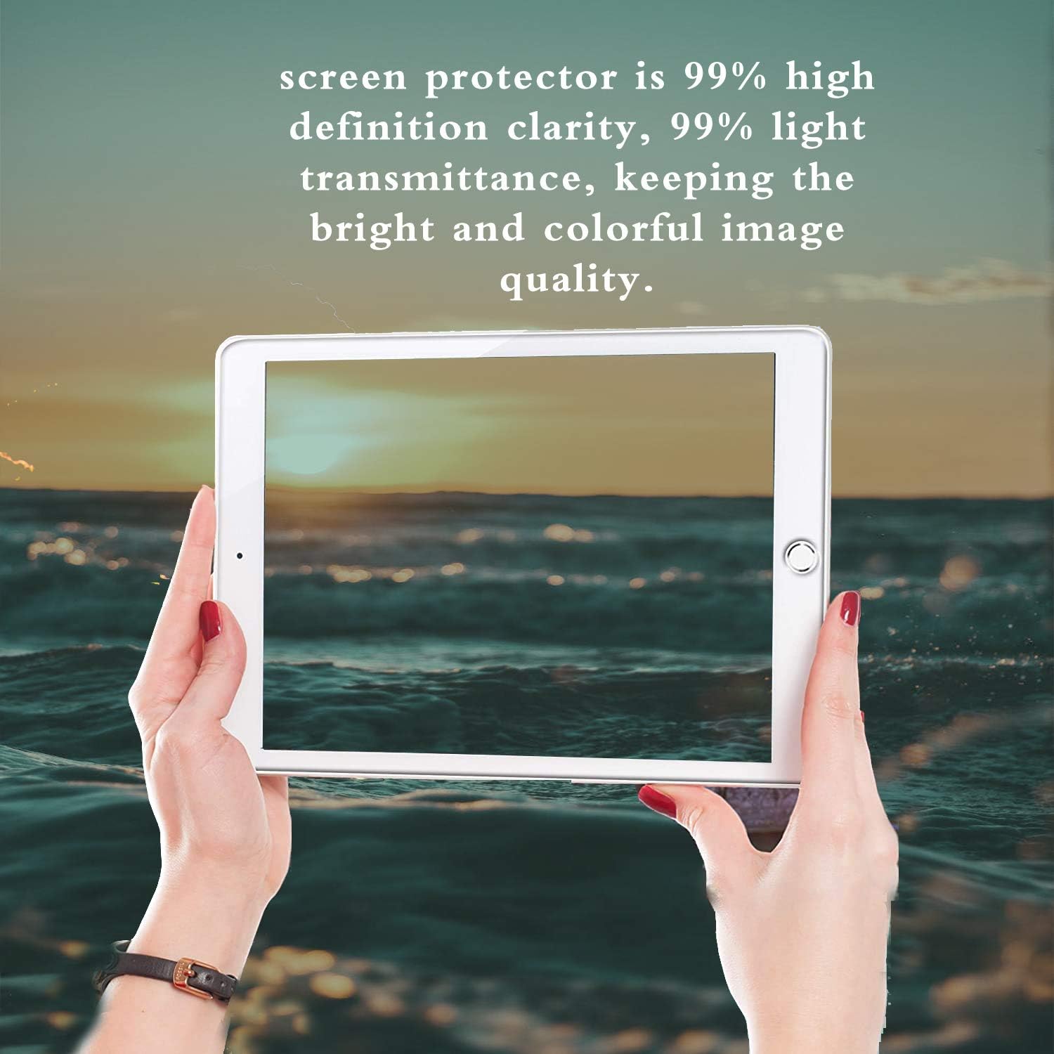 Screen Protector for iPad Air 1/ iPad Air 2/ iPad Pro/iPad 5/ iPad 6/9.7-Inch, Tempered Glass Compatible with for iPad Pencil/Scratch-Resistant/9H Hardness