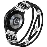 W-RARA Beaded Bracelet Compatible with Samsung Galaxy Watch 7/FE/6/5/4/Active 2 40mm 44mm/Watch 5 Pro 45mm/Watch 6 Classic/Watch 3 41mm Bands, 20mm Premium Nylon Stretchy Boho Solo Loop for Women