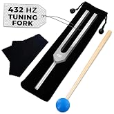 432 Hz Tuning Fork Set with Hammer and Bag, 432hz Tuning Forks for Chakra | Aluminum Alloy with Silicone Mallet, Cloth and Carry Pouch; Clear Bell Tone for Meditation, Yoga and Sound Bath