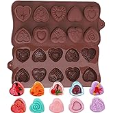 2 Pack Valentine's Day Heart Chocolate Molds,10 Design Rose Love Silicone Molds,Baking Molds for DIY Chocolate,Candy,Gummy,Jello,Wedding Cake Decorating,Valentine's Day Decorations