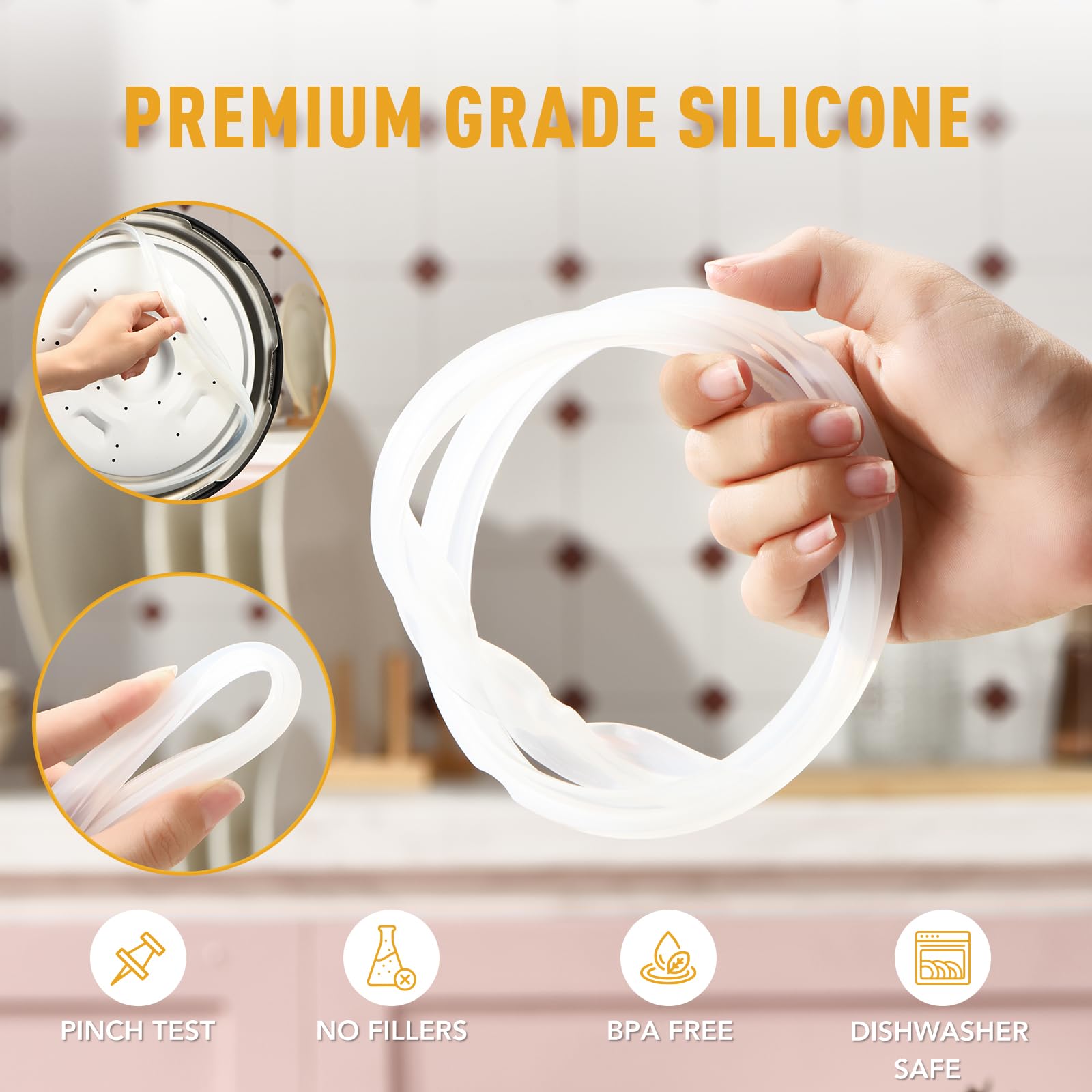 Silicone Sealing Ring for InstaPot Sealing ring for 6qt/5qt - Perfect Fit for Duo50, Duo60, Lux50, Lux60, Smart 60, Ultra 6, CSG60, CSG50 Pressure Cookers - Insta Pot Accessories